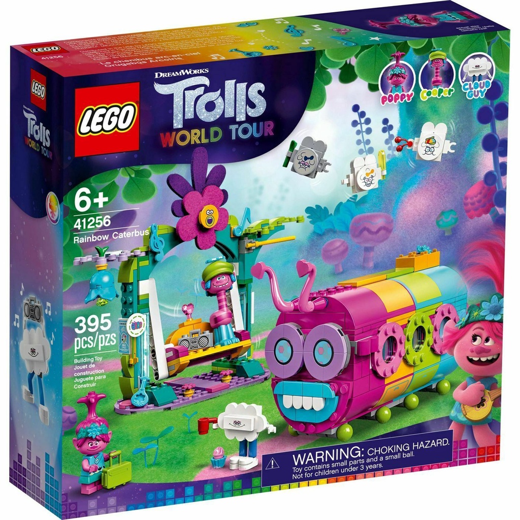 LEGO Trolls - 41256 Rainbow Caterbus Set Play World Tour Movie Building Kid Toys Cooper Cloud Guy Po