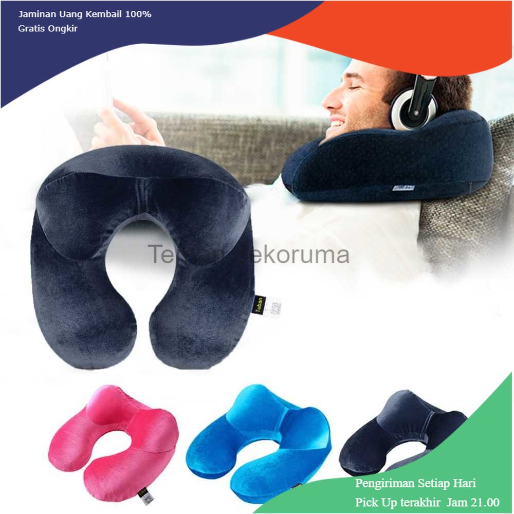 TD - TRV Bantal Leher U-Shape Inflatable Travel Neck Pillow - 300TC