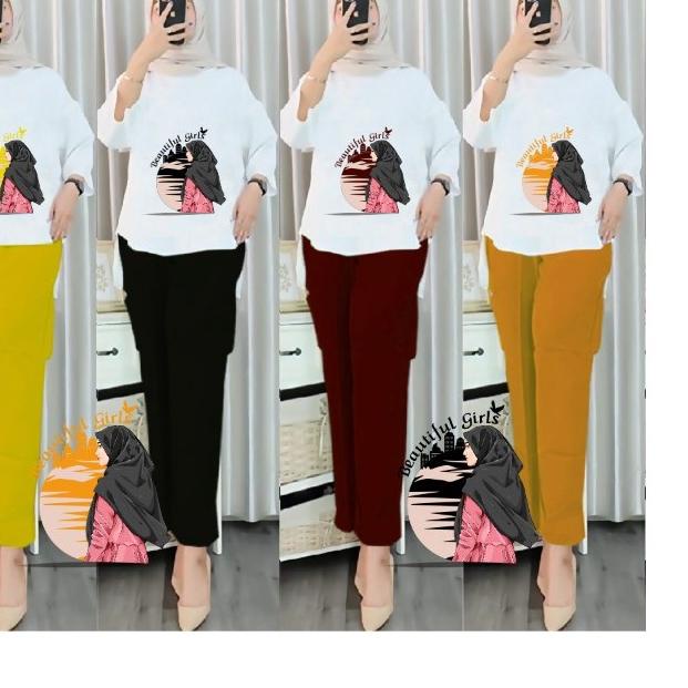 ♣ Setelan Tunik Hijab Sunset Kombinasi /Set Blouse LD 110 ♪