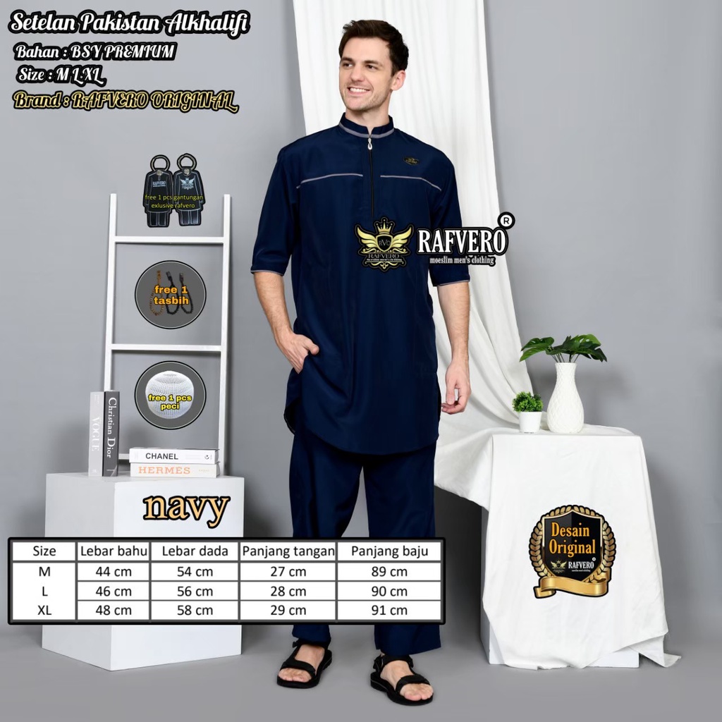 Setelan Pakistan Alkhalifi ORIGINAL RAFVERO - Setelan Baju Koko