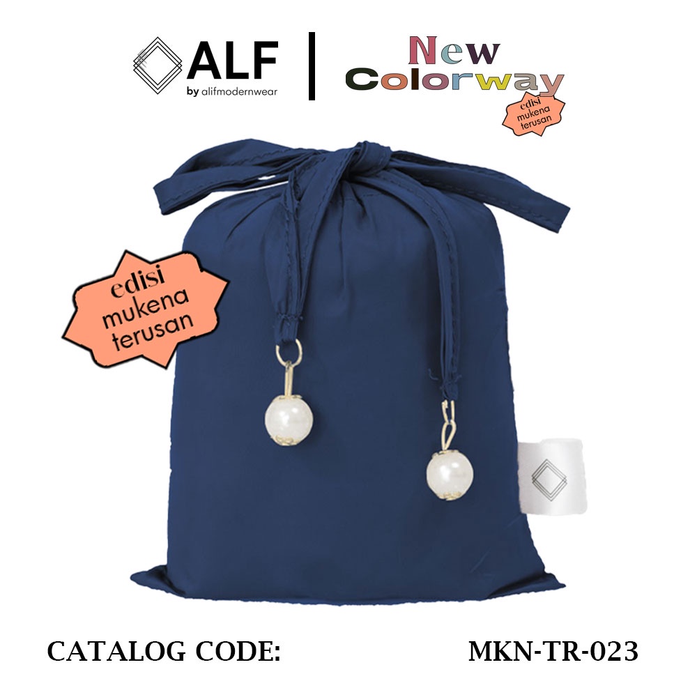 ALIF MUKENA TERUSAN MINI PARASUT PREMIUM KOREA TRAVEL - NAVY PEONY ( MKN-TR-023 )