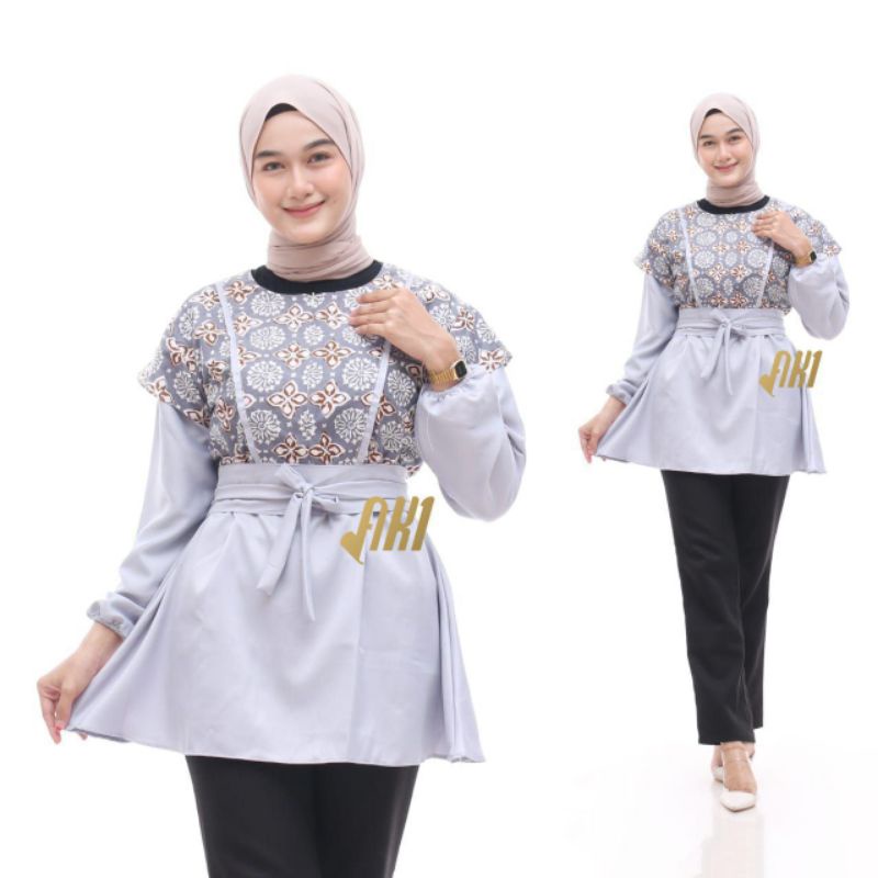 Baju batik wanita modern Bluse batik wanita kantor yolanda