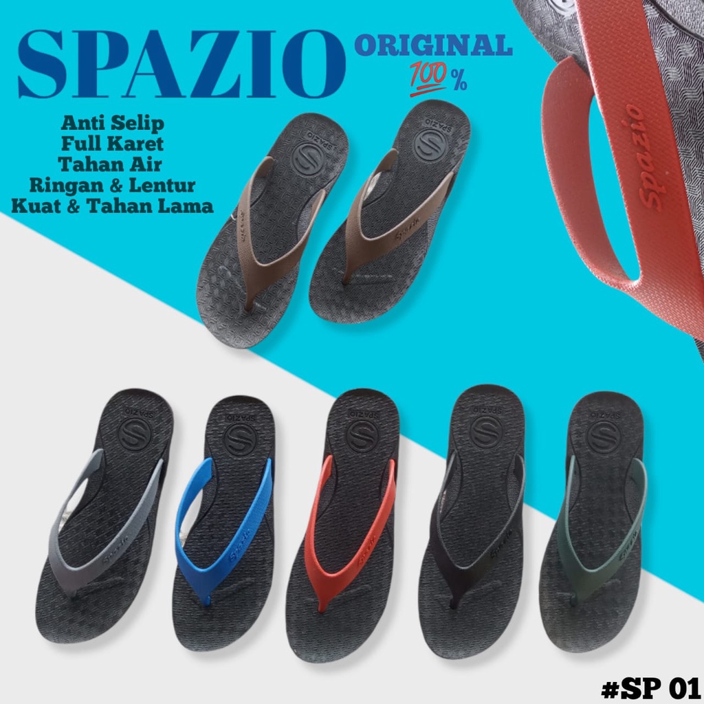 TERLARIS Sandal santai pria bahan karet anti slip super awet SPAZIO 02/SANDAL JEPIT/BUKAN SELOP/BUKAN BAN2 GESPER