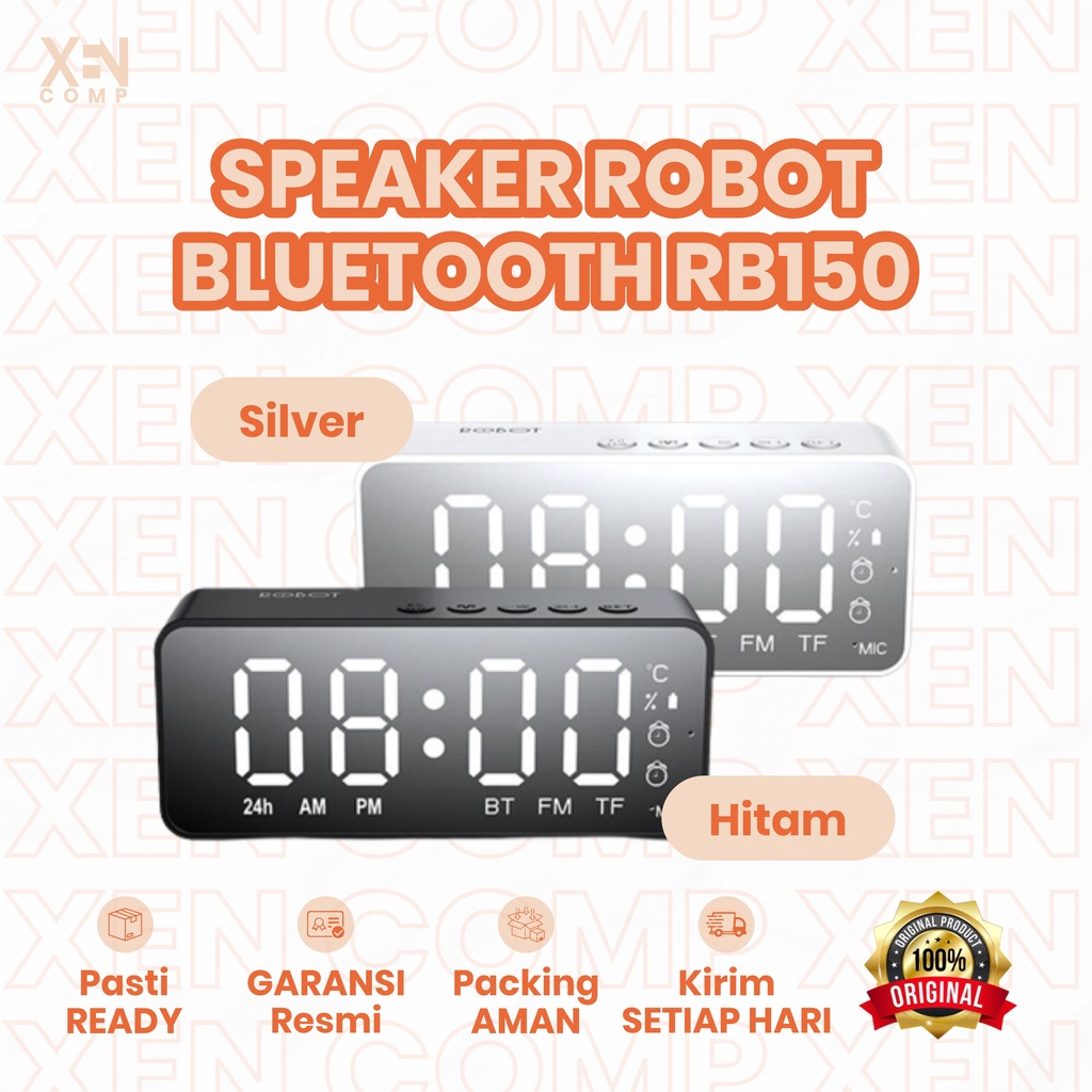 ROBOT Speaker Bluetooth 5.0 Portable RB150 Display Jam Alarm