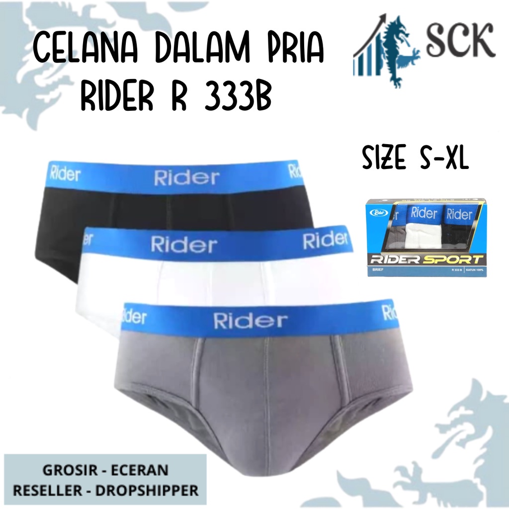 [ISI 3] Celana Dalam Pria RIDER 333 karet Boxer / CD  Olahraga R333 / Pakaian Dalam Cowok - sckmenwear GROSIR