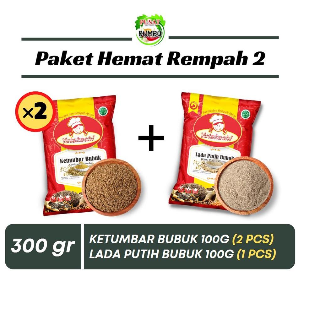 

F28 PAKET HEMAT REMPAH 2 / Ketumbar bubuk 2pcs + lada putih bubuk 1pcs 100gr Yutakachi Bumbu dan Rempah Alami HOT ⇠