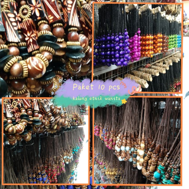 Paket isi 10 pcs kalung tali etnik wanita kalung hijab accesories wanita