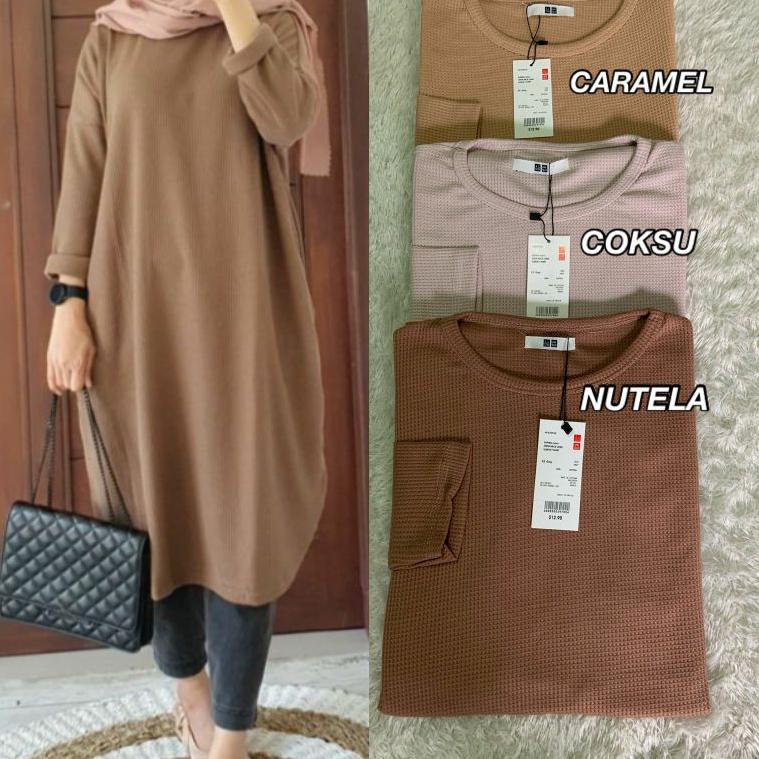 Terlaris Slimmy Tunic/Waffle Uniqlo/Simple Tunik/Basic Tunic