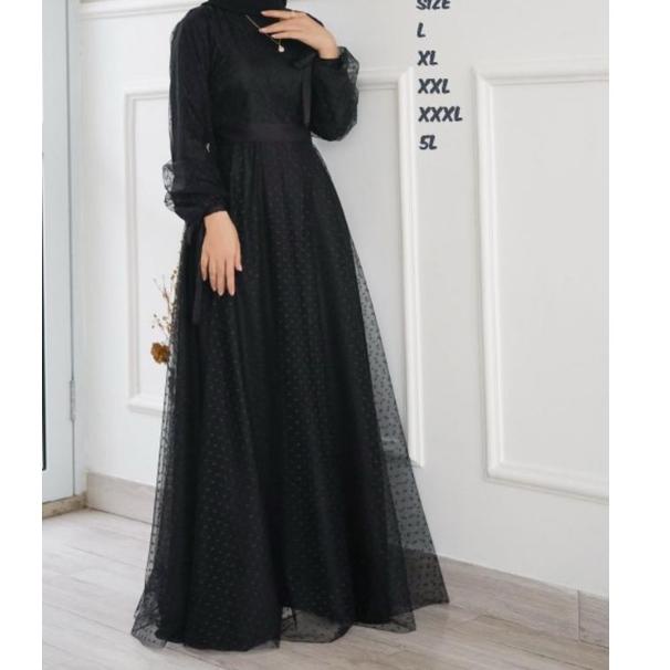 Terbaik GAMIS BRUKAT TILE DOT JUMBO DRESS TERBARU PESTA UK L XL XXL 3L 5L UP TO LD 140 OSANA DRESS