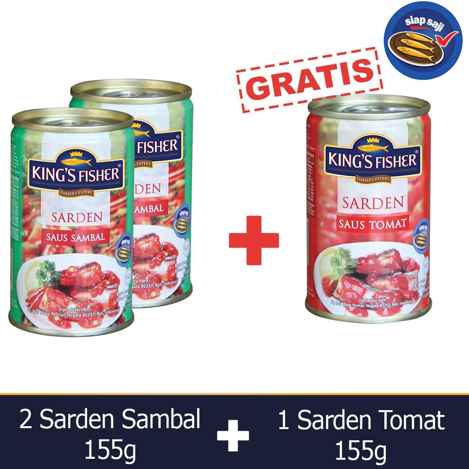 

Xzn55 Paket 2 gratis 1 King's Fisher Sarden saus sambal dan tomat Makanan Kaleng 155g ,.,.,.,.,.,