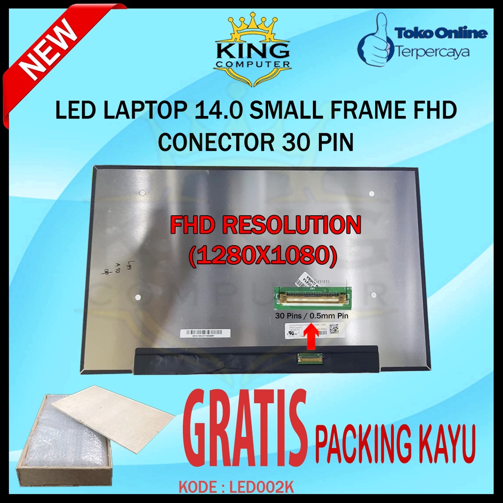 LED LAPTOP 14 INCH SLIM 30 PIN SMALL FRAME FHD NEW (BAWAH RATA)