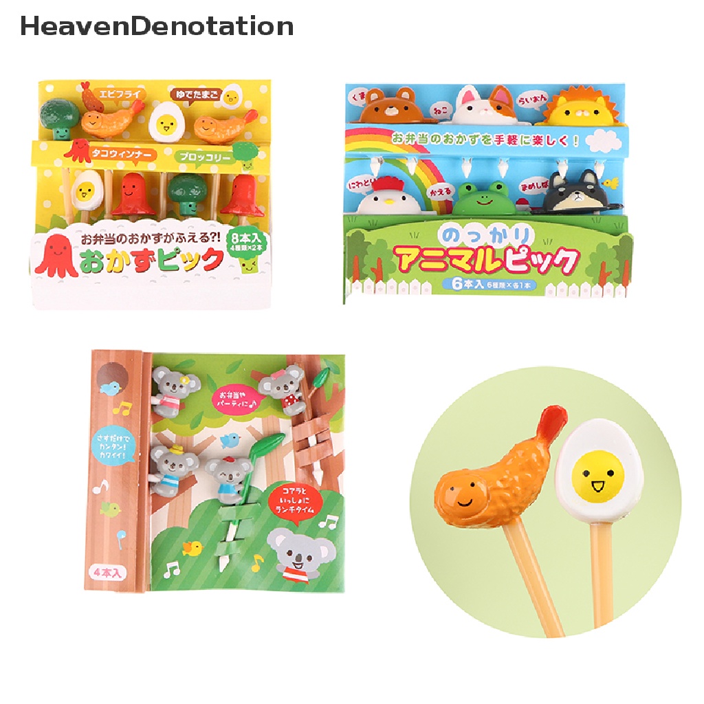 [HeavenDenotation] 4per6/8pcs Garpu Buah Hewan Kartun Snack Dessert Kue Animal Decor Food Picks HDV