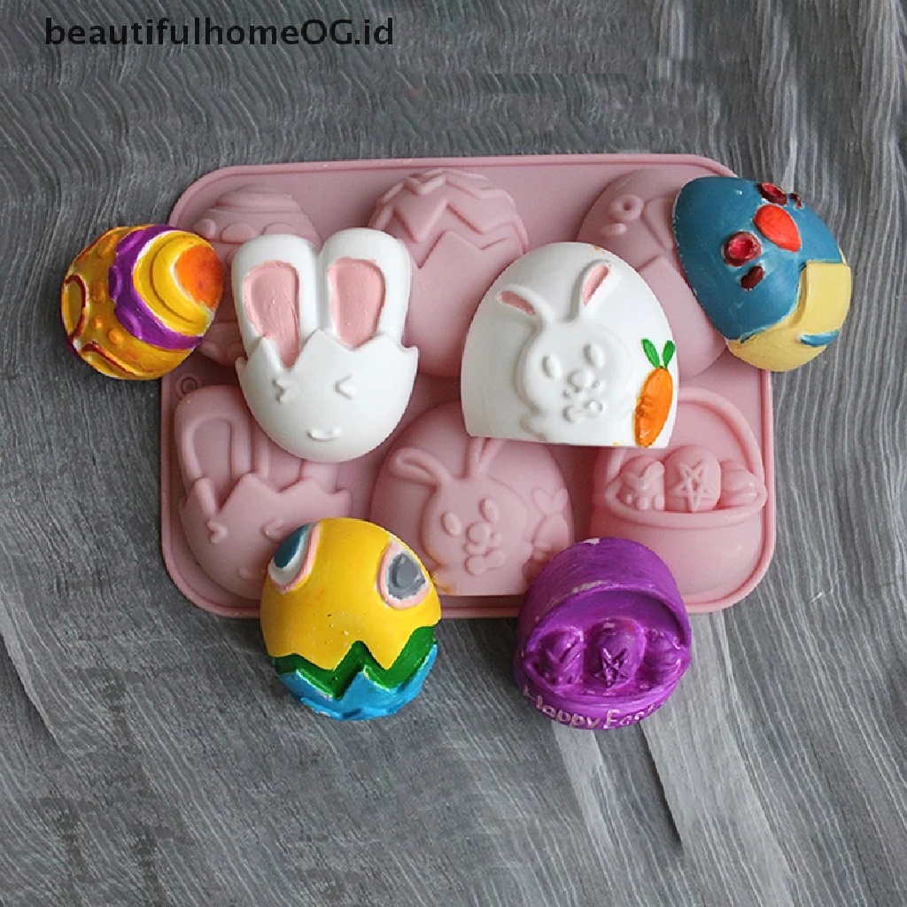// Beautifulhomeog.id// Happy Easter Mold Bunny Telur Paskah Silicone Mold Cetakan Coklat Jelly Puding Dekorasi Kue Rumah Tangga Dapur Pesta Paskah **
