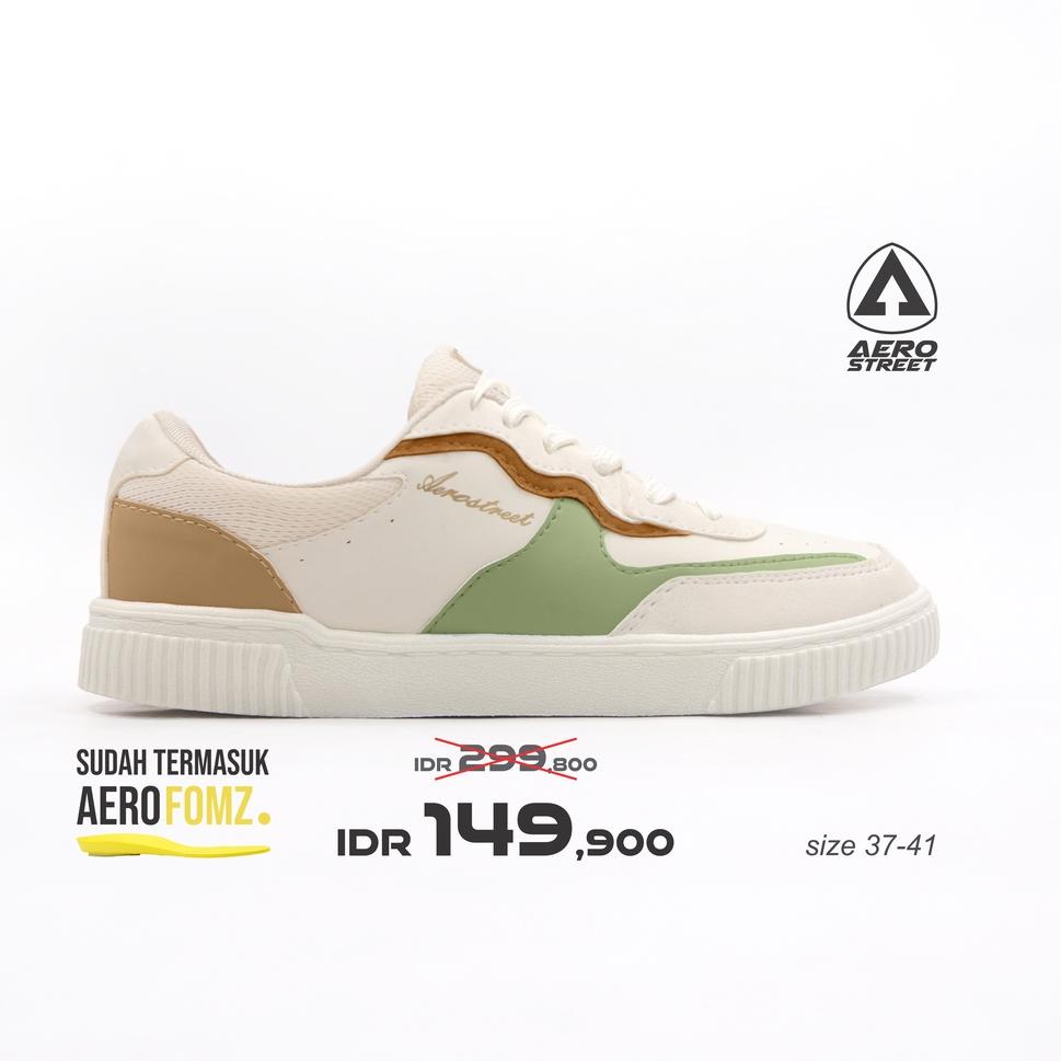 TERLARIS Aerostreet 37- 41 Grace Putih Hijau Pastel - Sepatu Sneakers Casual