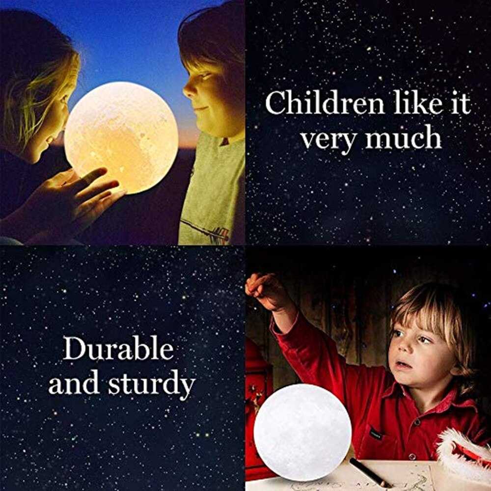 (BISA COD) FTIHSHP OUIO Lampu Tidur Bulan 3D Printed Moon Night Light Lamp 3 Color 1W - OU6069