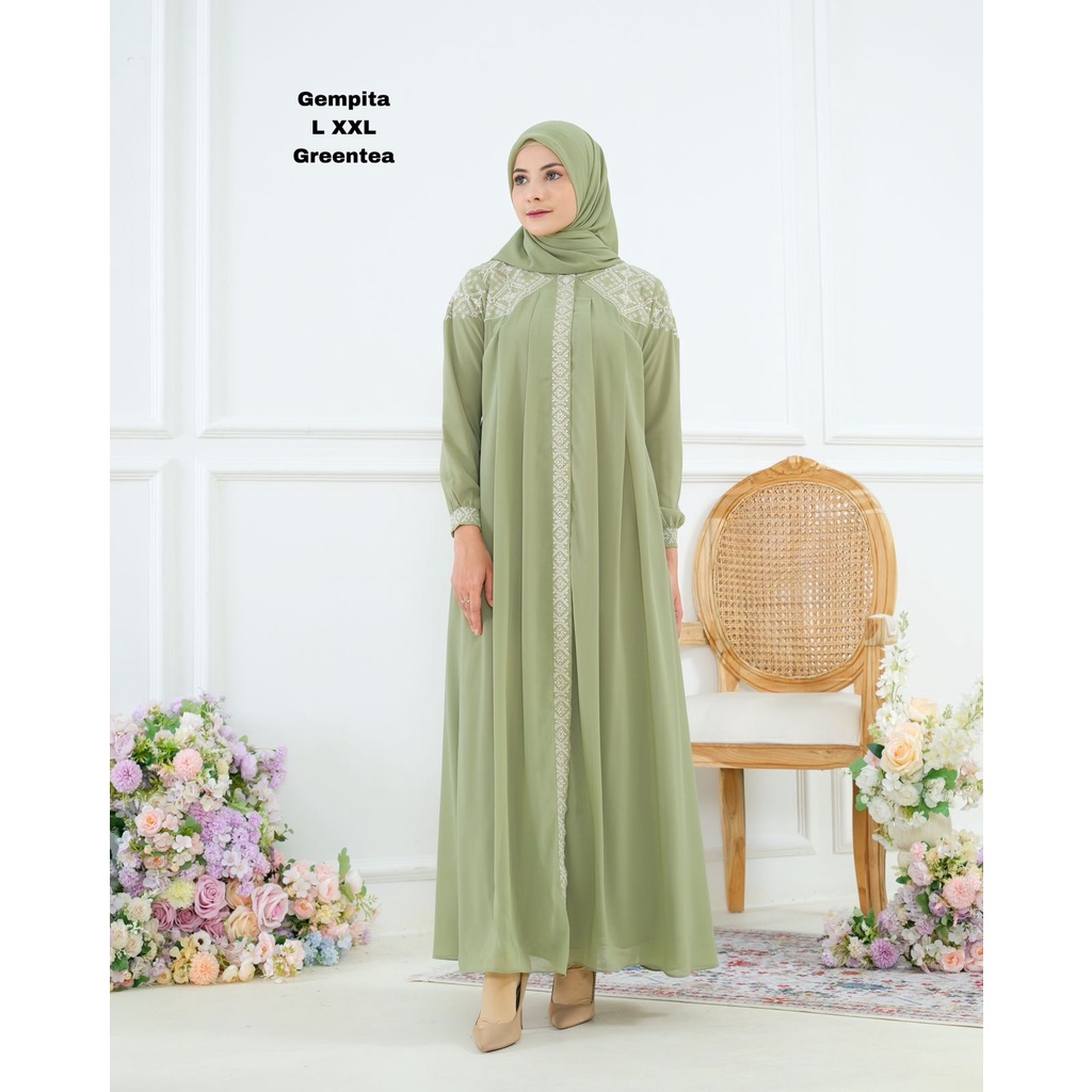 Gempita Dress || Gamis Bordir Cerutty || Gamis Lebaran Termurah Bisa (COD) || Fashion Muslim ~ DVN STYLE