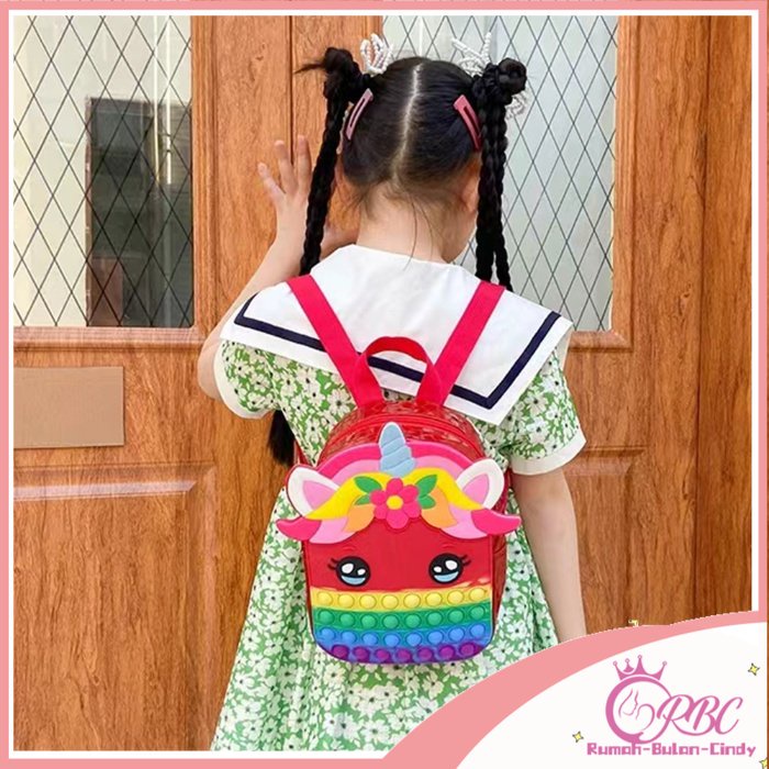 Tas Buku Tas Ransel Pop It  ANAK Unicorn Makaron Rainbow  TAS Anak Penghilang Stress