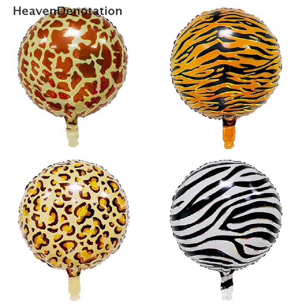 [HeavenDenotation] 4 Pcs 18 Inci Hewan Dicetak Harimau Zebra Leopard Foil Balon Perlengkapan Tema Kebun Binatang HDV