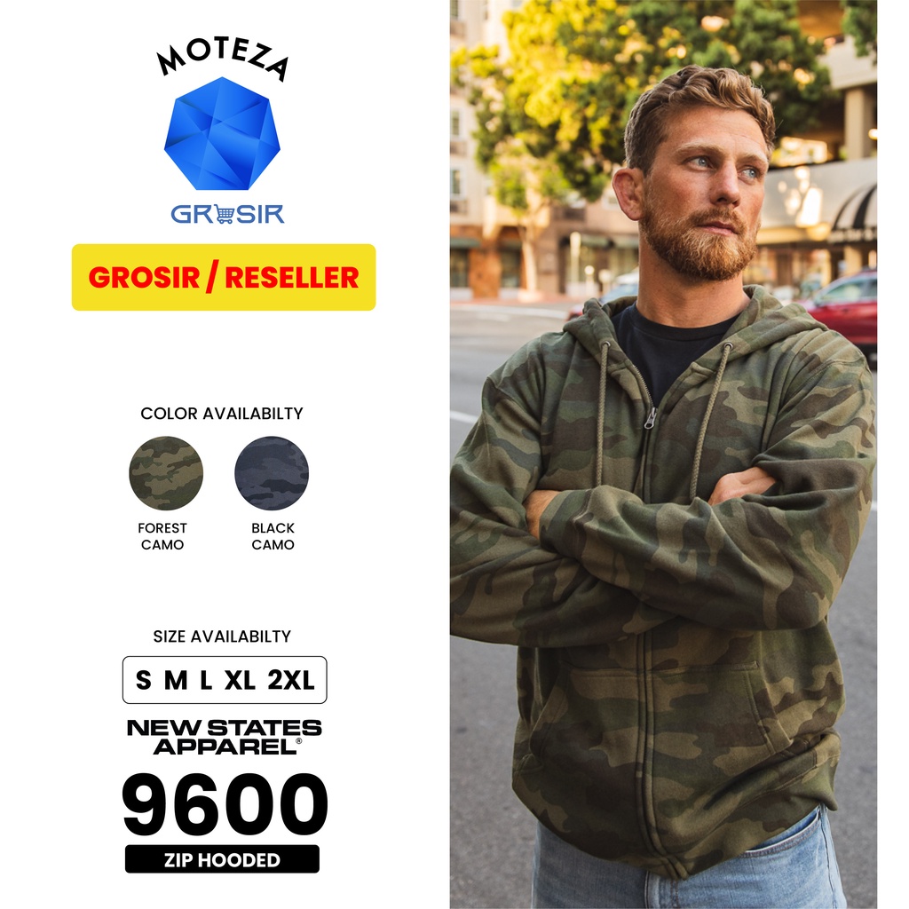 Grosir NSA Zip Hooded 9600 - Jaket Sweater Zipper Hoodie Polos Original - WARNA / CAMO