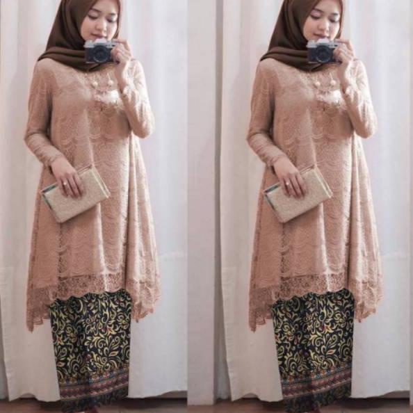 ✺ ELDE 12 - PROMO safitri set tunik LD 110cm brukat lapis furing pjg 82cm + rok batik silk ☂