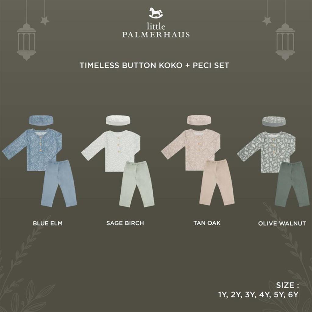 Tan Oak Little Palmerhaus Timeless Button Koko Baju Koko Anak