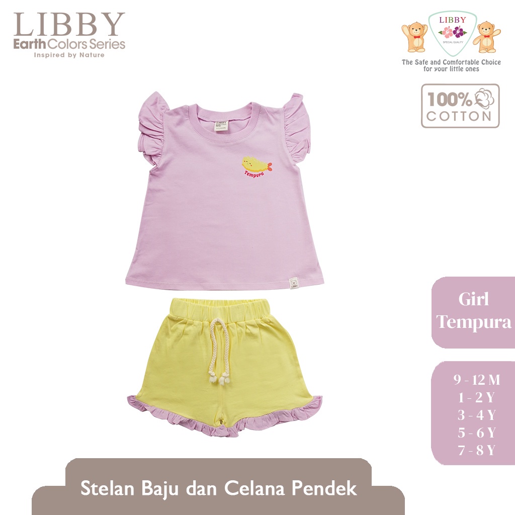 Baju Bayi Stelan Anak Perempuan Set Oblong Pendek-Celana Pendek LIBBY Earth Niji Series GIRL (1 STEL)