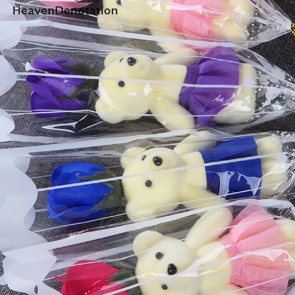 [HeavenDenotation] 1pcs Bear Soap Rose Bouquet Valenes Day Hadiah Untuk Fridend Buket Pernikahan Dekorasi Rumah Memegang Bunga Mawar Buatan HDV