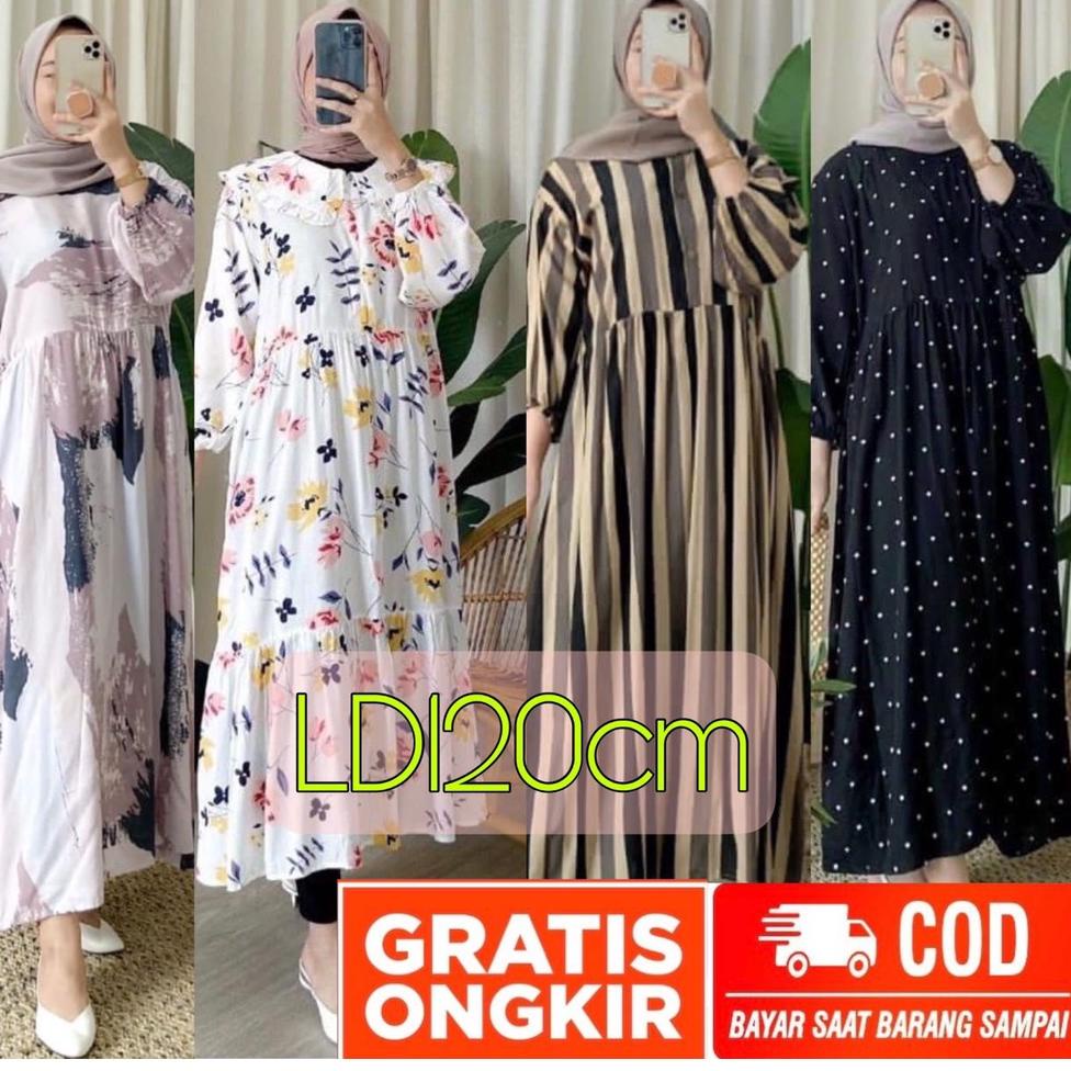 VIRAL Midi dress/ midi dress rayon/ midi dress jumbo/ midi dress muslim / Dress muslimah / midi dres
