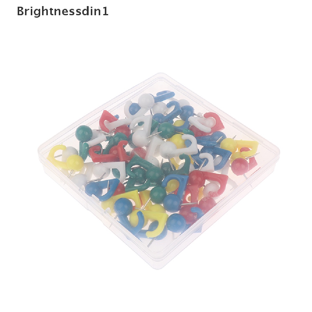 [Brightnessdin1] 50pcs/box Kepala Bulat Plastik Push Pin Hooks Hanging Kit Thumb Tacks Boutique