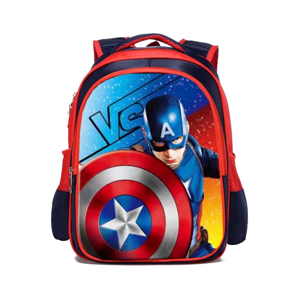 TERBARU RANSEL ANAK CAPTAIN AMERICA UKURAN 38X13X26 CM - TAS SEKOLAH TK-SD RANSEL ANAK LAKI-LAKI KARAKTER TAS MARVEL SUPERHERO IMPORT 3D EMBOSS BAHAN DINIR 300