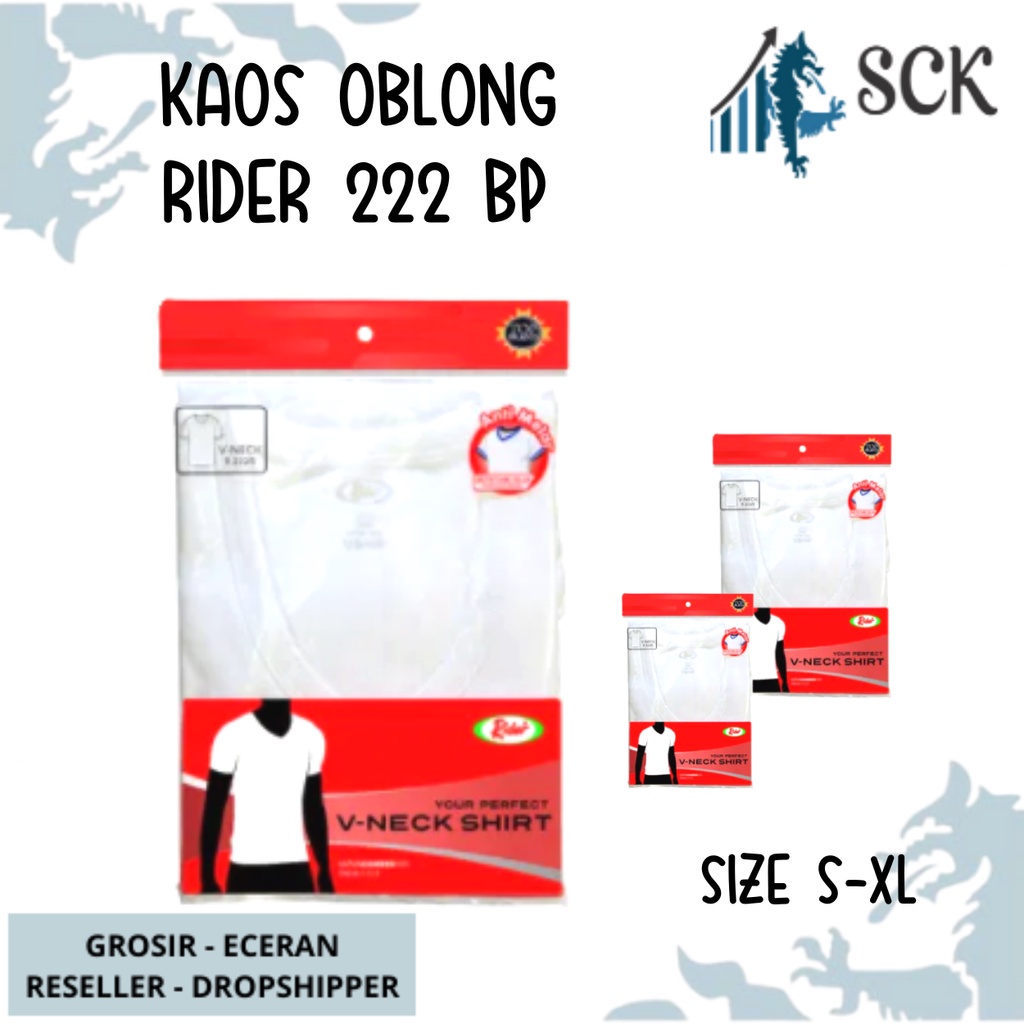 Kaos Dalam RIDER 222 WARNA PUTIH KRAH V / Blong T-Shirt Lifestyle / Oblong R222BP V-Neck - sckmenwear GROSIR