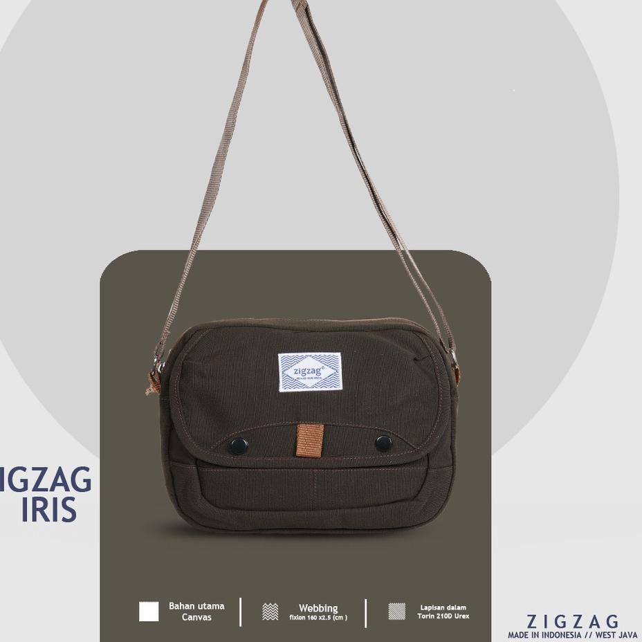 ✽ ZIGZAG Iris Brown - Slingbag Pria / Tas Slempang Kanvas Premium ☈
