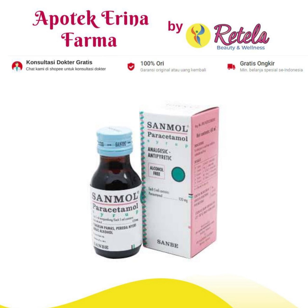 Sanmol Sirup 60ml Paracetamol Penurun Demam Anak