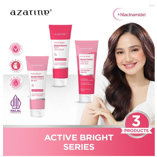 [NEW] Azarine Active Bright Series | Brightening Creamy Facial Foam | Day | Night Moisturizer - Azarine