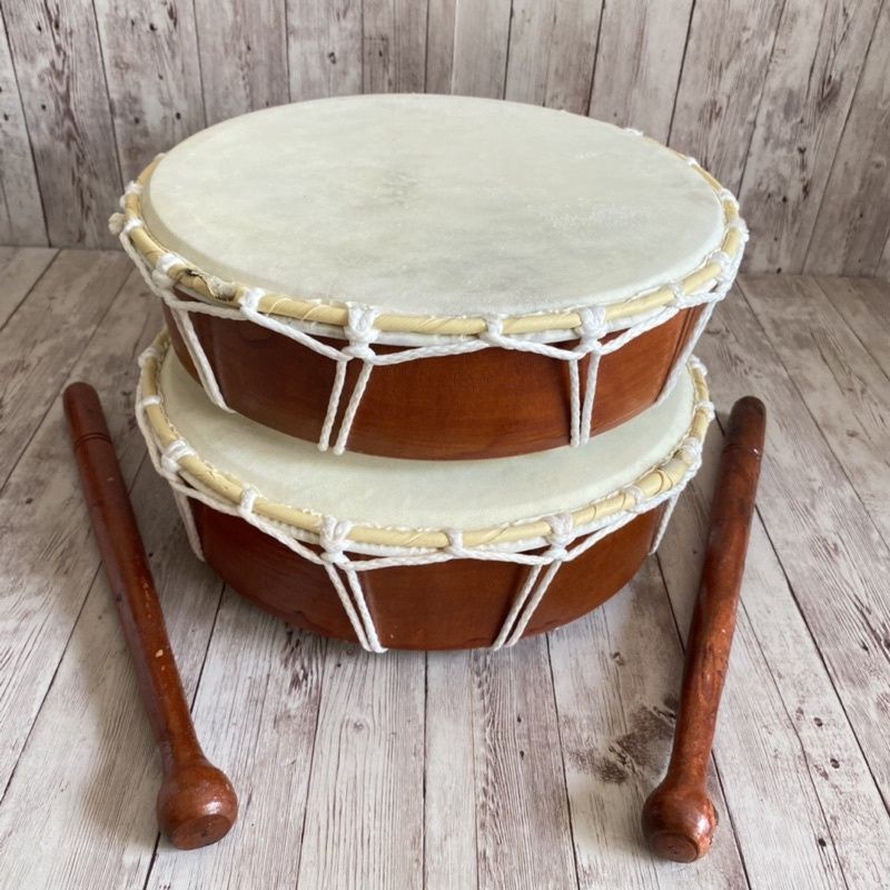 Alat musik Pukul Tambur Bali Kulit Asli Diameter 20cm Mainan Anak Tradisional Bonus Stik