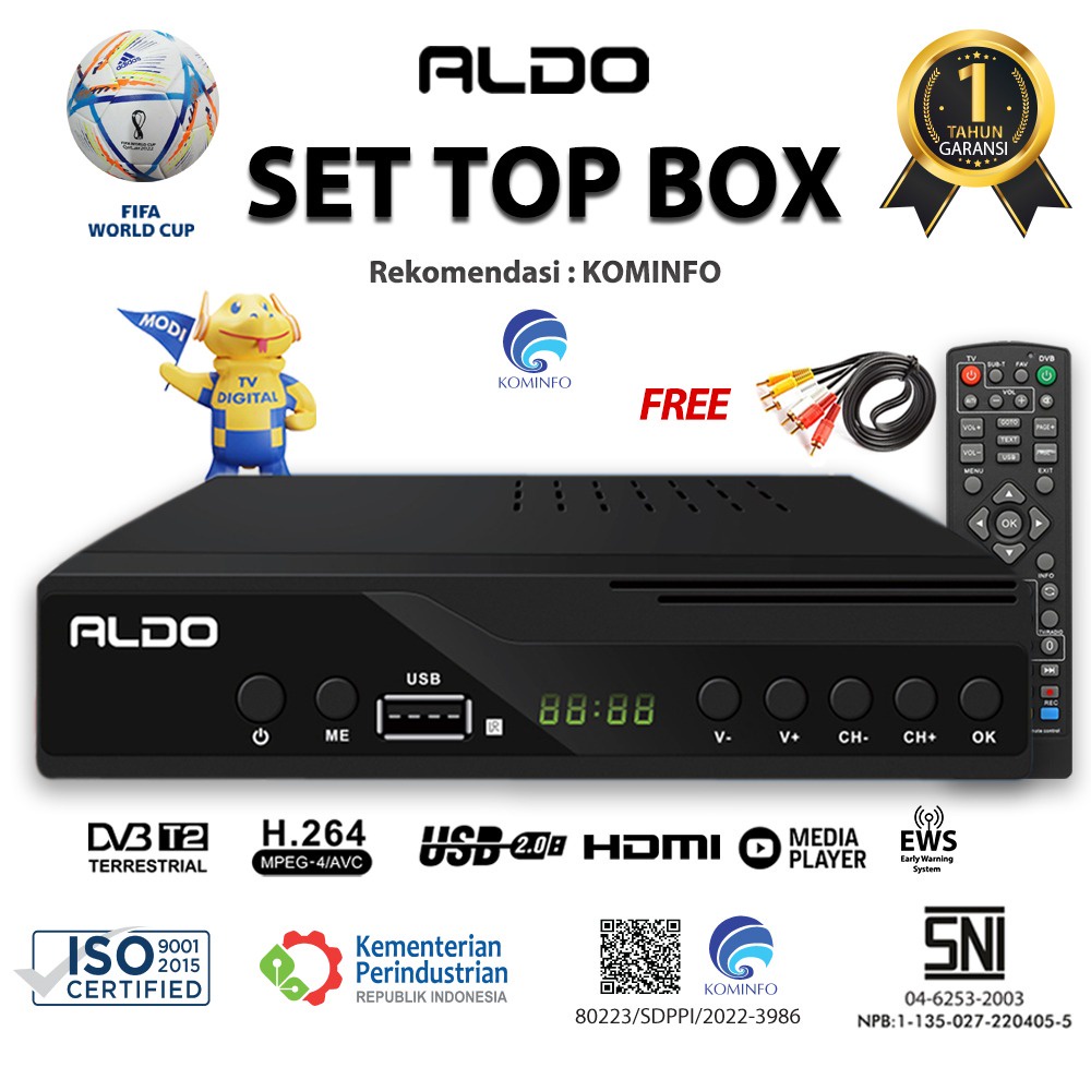 STB SET TOP BOX ALDO DVB TV DIGITAL RECEIVER SNI Rekomendasi Kominfo - BB