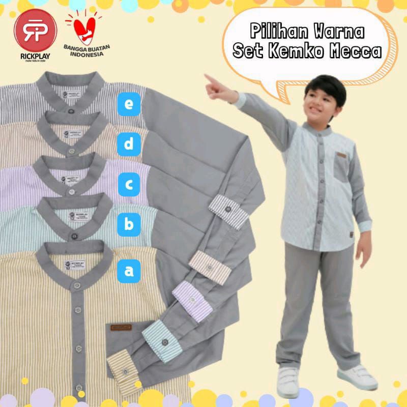 Set Kemko Mecca Rickplay 4-8T / Setelan Kemeja Koko Celana Anak Cowo Murah RUMAH MIKHA