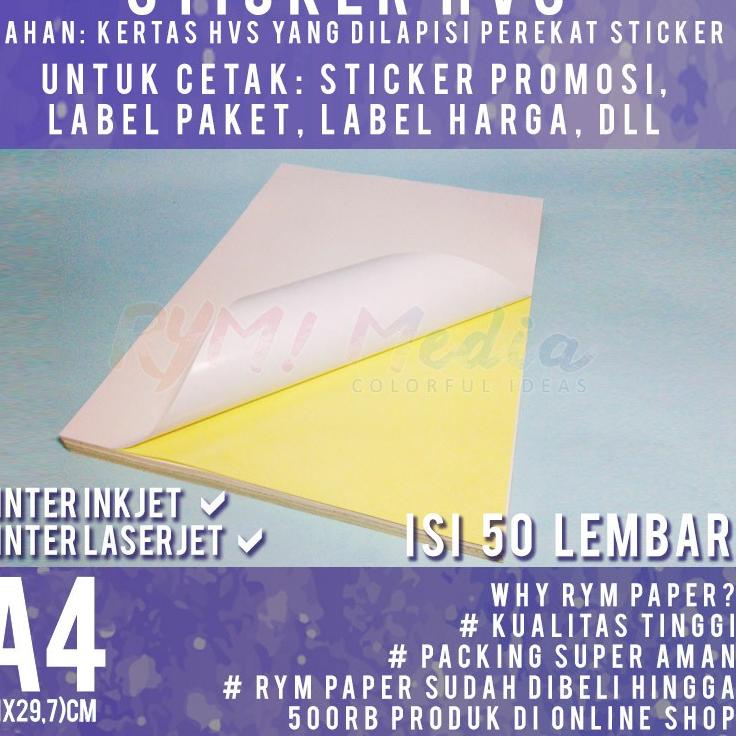 

Garansi Murah Sticker HVS A4 isi 50 lembar / Kertas Stiker Inkjet Doff Matte A4