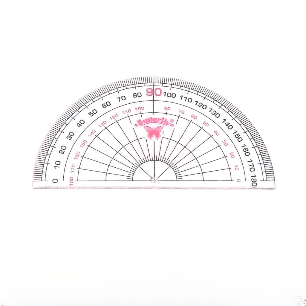 Penggaris Busur Butterfly Protractor Plastik Solid panjang 10 cm dan Sudut 180 ° Derajat