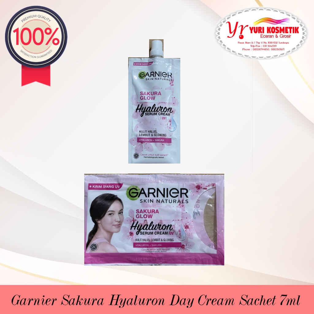 ☘️Yuri Kosmetik☘️ Garnier Sakura Hyaluron Day Cream UV Sachet 7ml / Krim Muka