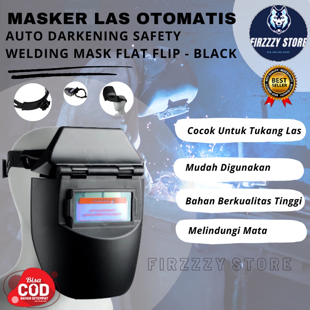 TRUSOXIN Masker Las Otomatis Auto Darkening Safety Welding Mask Flat Flip - Black