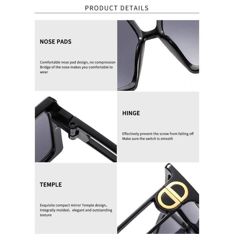 Kacamata Hitam Eropa Dan Amerika Cross-border Trend Square Sunglasses