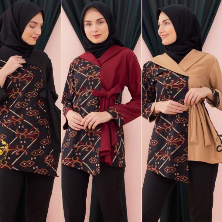 ❃ Baju perempuan  blouse moscrepe batik baju batik perempuan kombinasi premium ➭