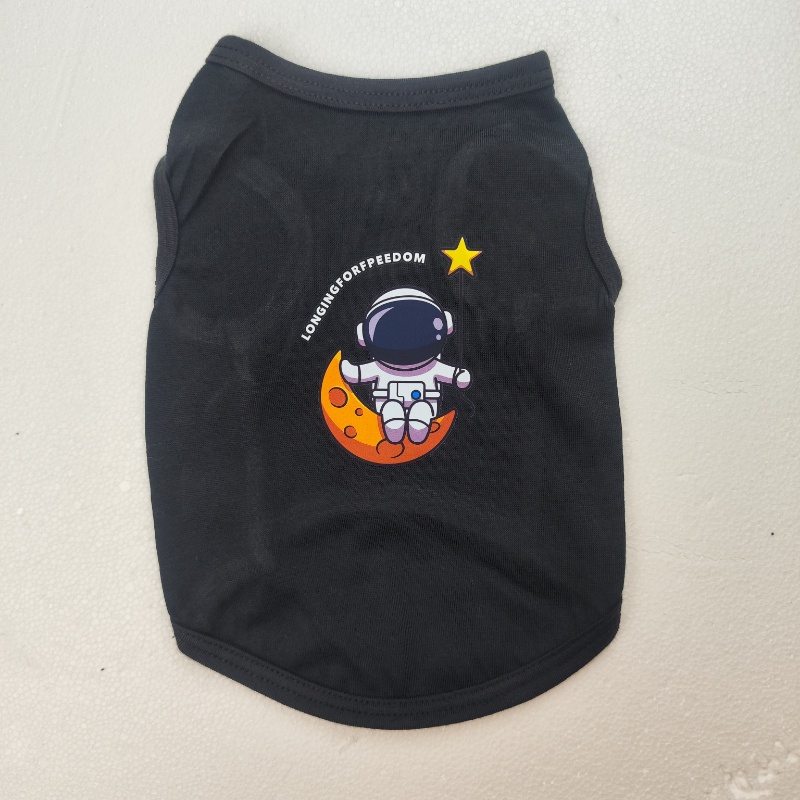 Rompi Hewan Peliharaan Motif Astronot Musim Panas Anjing Bernapas Pakaian Atasan Kucing