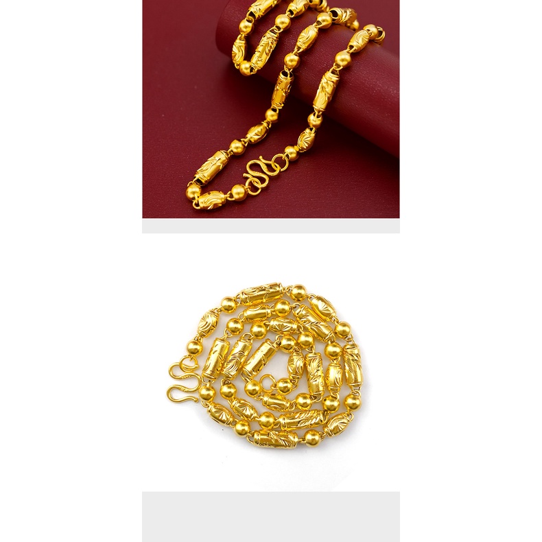 Goldkingdom Perhiasan Fashion Emas Asli Kadar 375Bangkok Aksesoris Ready Stock Menebal Emas Pria 8n Naga Phoenix Tabung Udara Olive Bead Kalung Pria