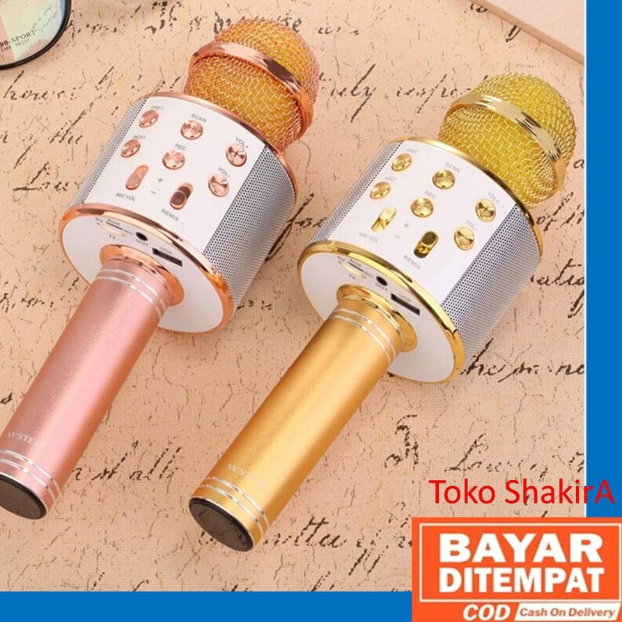 ♧ Microphone Bluetooth WS-858 Karaoke Mic Bloetooth WS 858 Mix portable Mik blutut wifi kota serang 