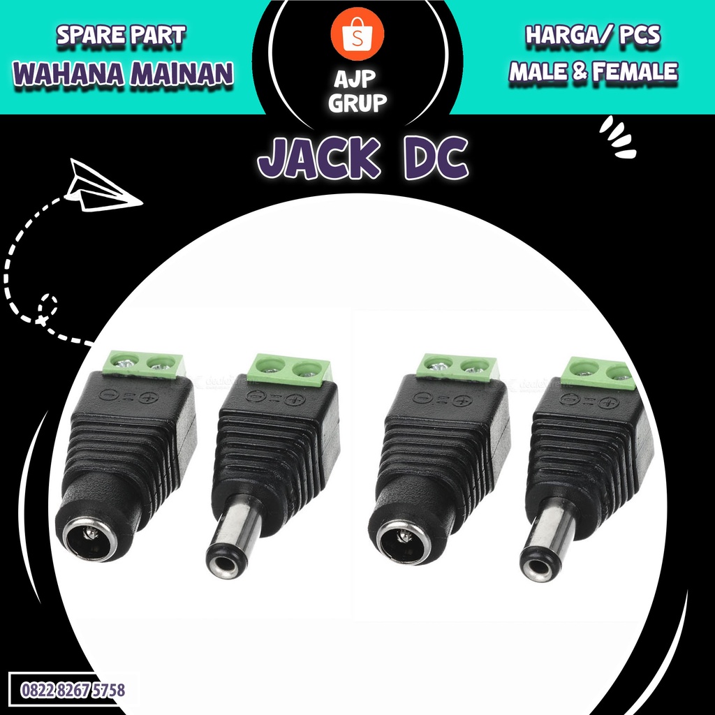 Jack DC Male dan Female Soket lampu