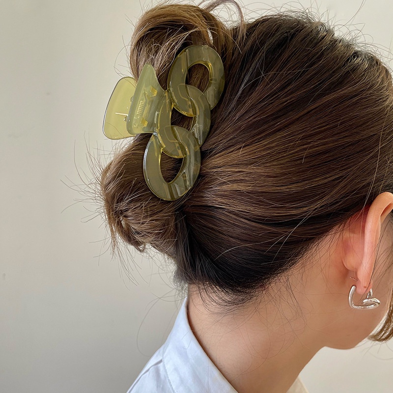 Capit Kepiting Rambut Rantai Bahan Akrilik Gaya Korea Untuk Wanita/Jepit Rambut Makeup Mandi Praktis Aksesoris Rambut Fashion