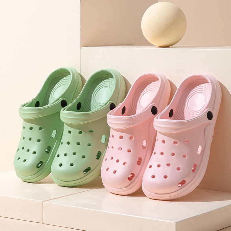 Sandal Crocs Polos Slip On Wanita Praktek Suster Medis Dokter Kodok Baim Karet Anti Slip Flip Flop Flat Slop On A092