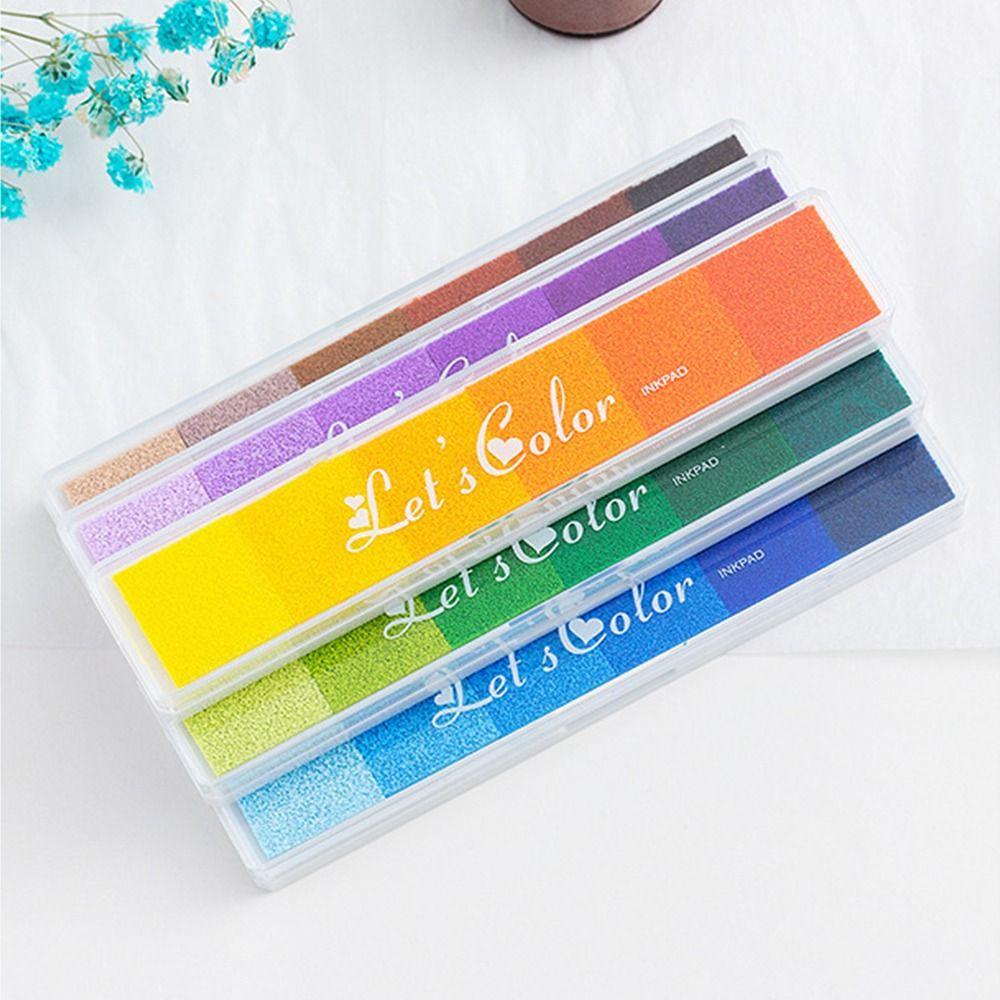 MXBEAUTY Rainbow Ink Pad Tidak Beracun Anak-Anak Hadiah DIY Kerajinan Scrapbooking Sekolah Kantor Newborn Tapak Inkpad